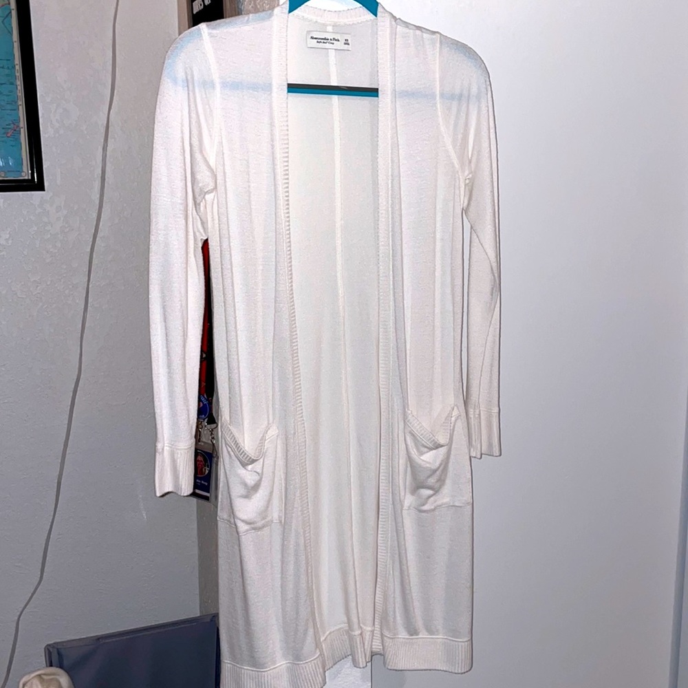 Abercrombie & Fitch Soft A&F Cozy long cream duster cardigan